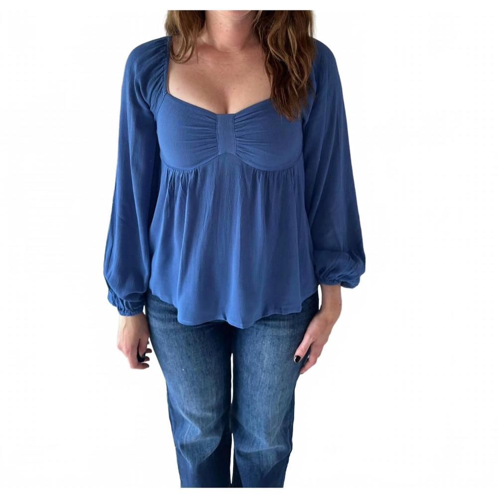 NEW AEMI + CO silvana top in denim blue